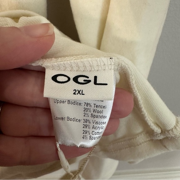 OGL Light Thermal Tencel Wool Sheer Shoulder Brami Top in Off-White Sz 2XL NWT - Picture 7 of 10